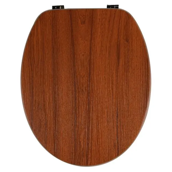 Copriwater universale ovale in mdf essenza legno noce con cerniere in zama