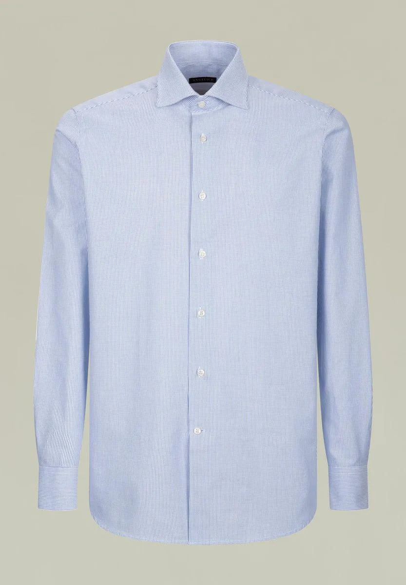 Camicia bianca-blu armatura rigata slim
