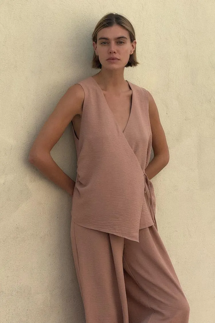 TOP GILET MORBIDO INCROCIATO