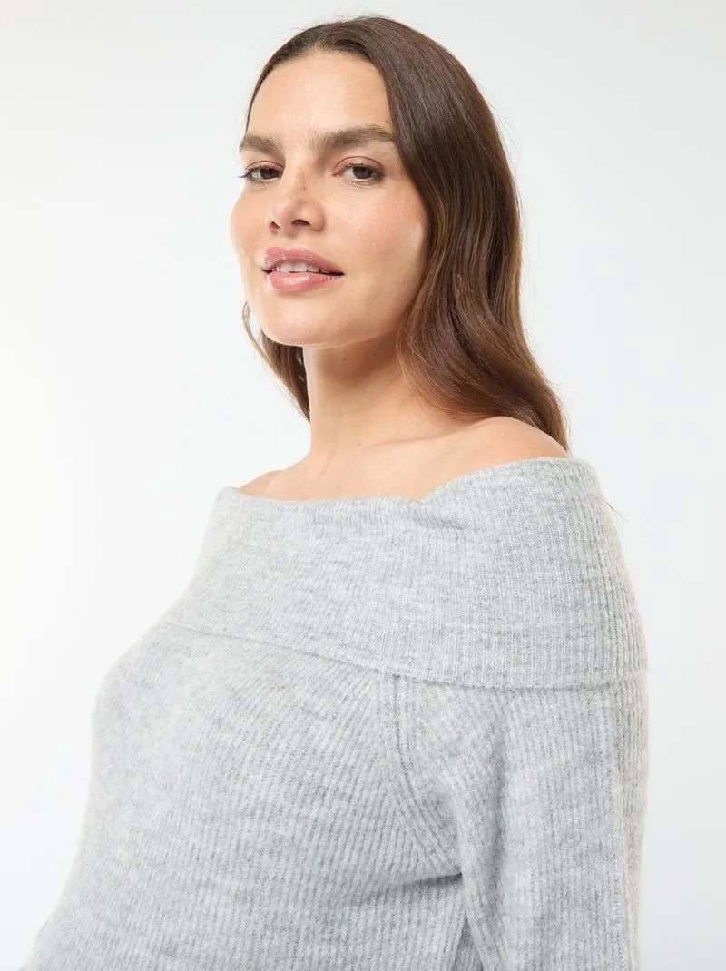 Maxi pull premaman scollo bardot - Grigio