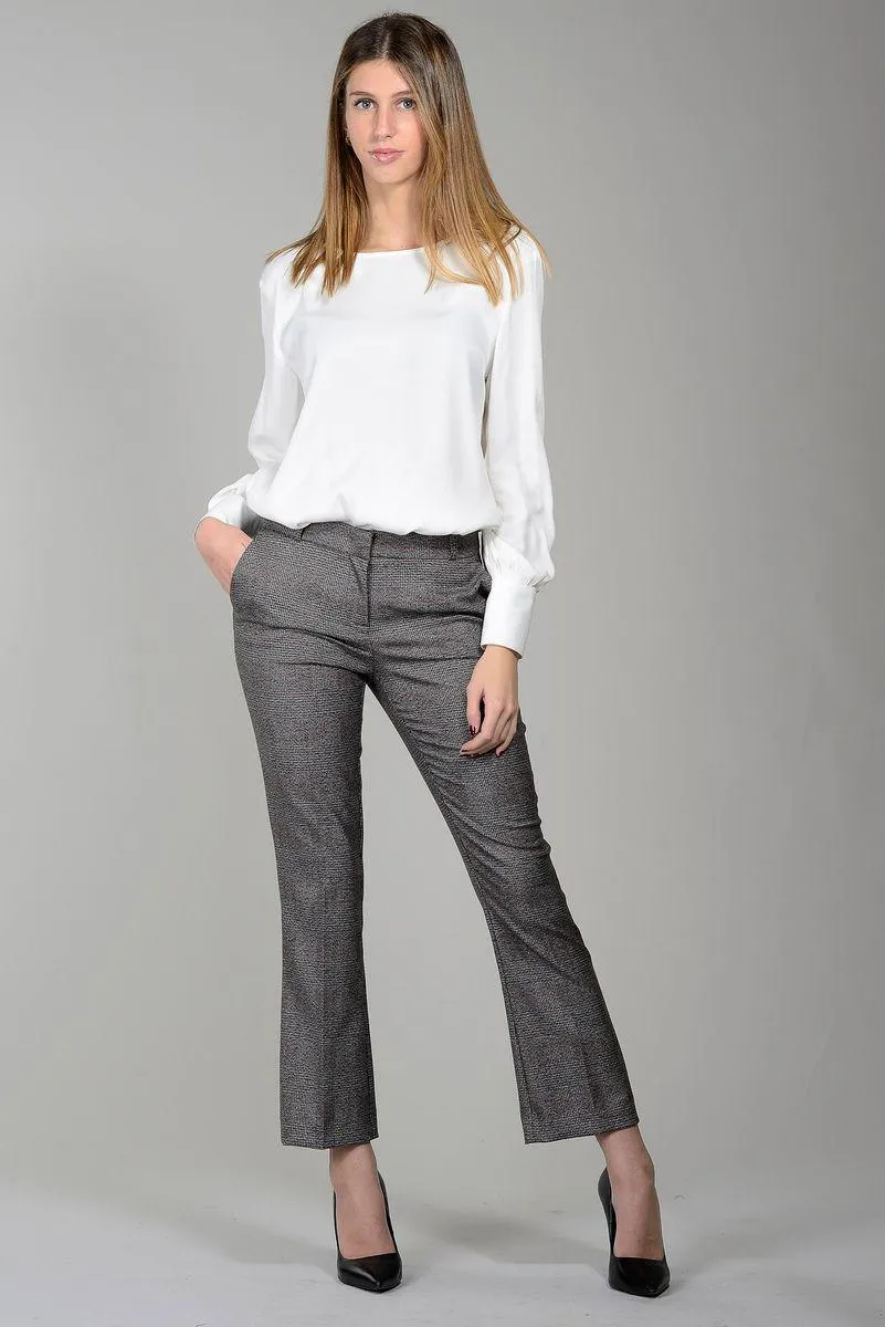 Blusa panna viscosa bottoni gioiello polsini