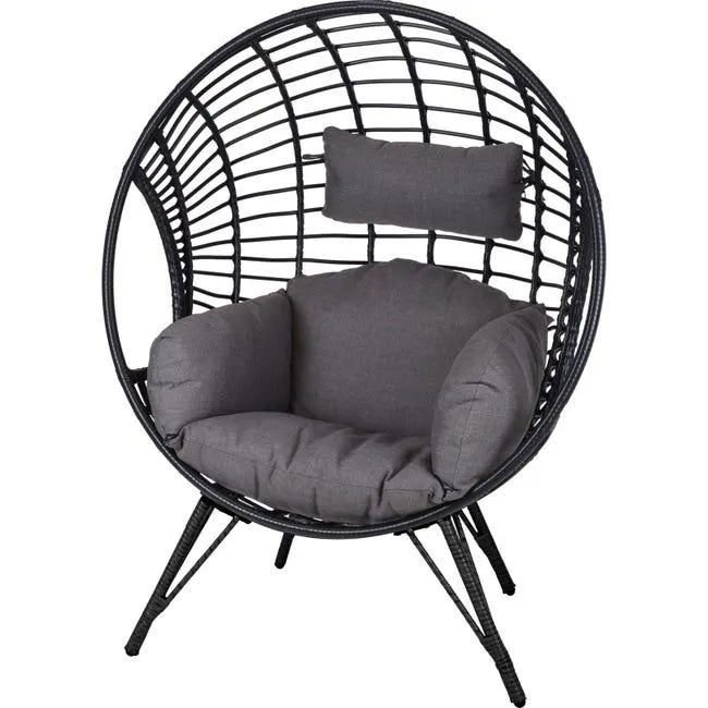 Poltrona a culla "Miriam" in rattan con cuscino per giardino e veranda / Default Title