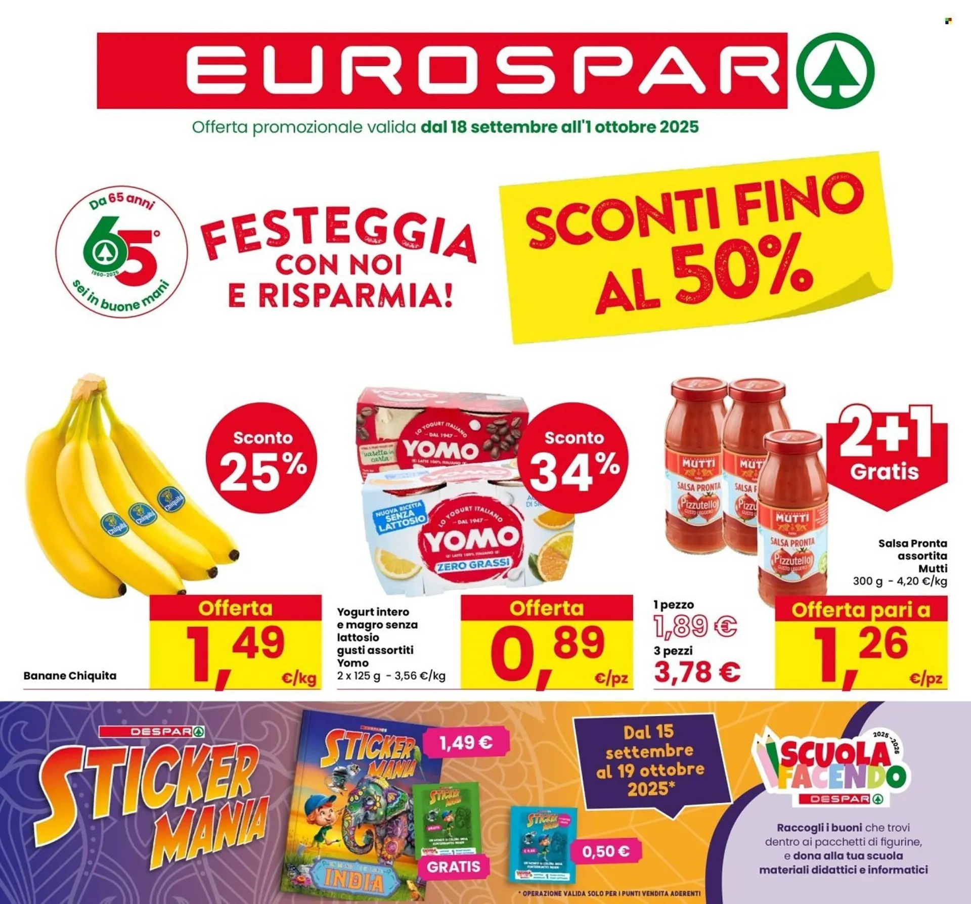 Volantino Eurospar da 18 settembre a 1 ottobre di 2025 - Pagina del volantino 1