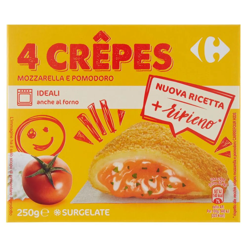 Carrefour 4 Crêpes Mozzarella e Pomodoro Surgelate 4 x 62,5 g