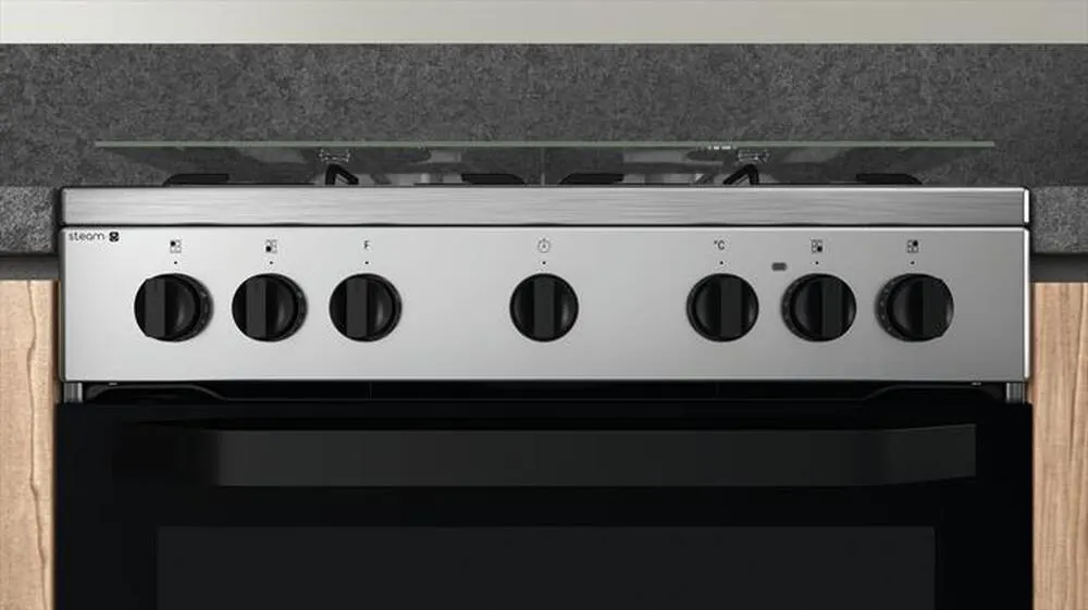 HOTPOINT ARISTON - Cucina a gas HS68G5PHX/E/1 Classe A-Black,Stainless steel