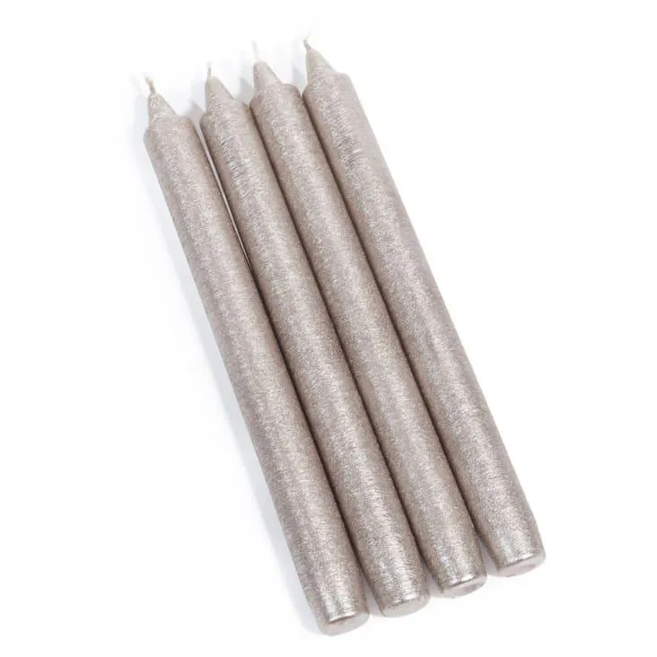 4 candele lunghe beige dorato - Lotto di 2