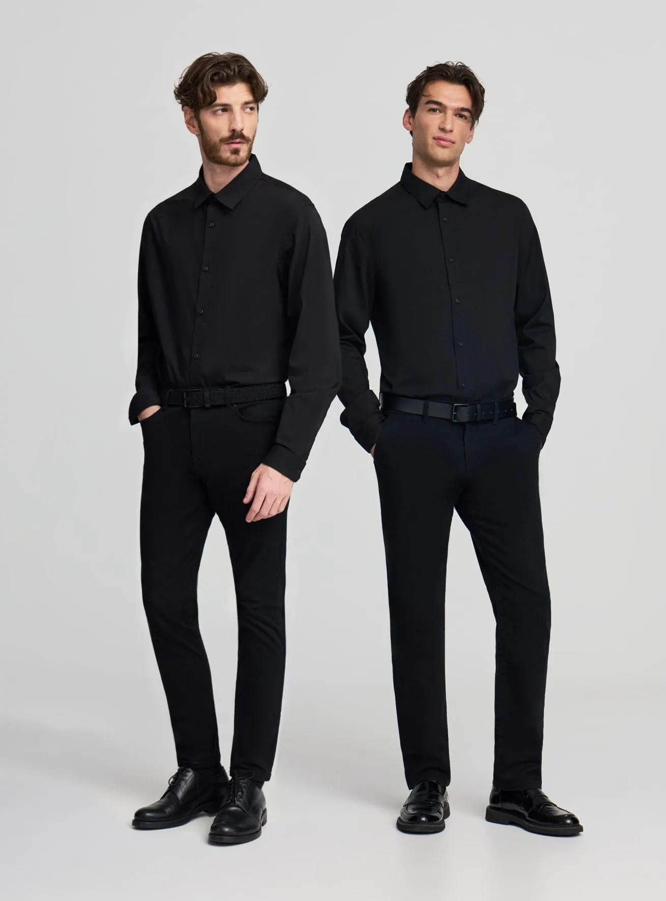 Pack 2 camicie stretch popeline 2x Nero