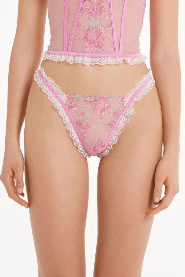 Perizoma con Fianchetto Tanga Pink Candy Lace