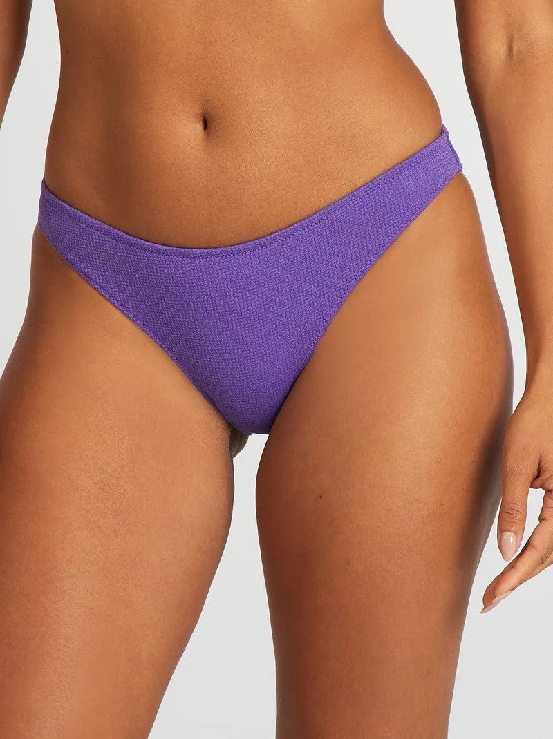 Slip bikini tessuto strutturato - VIOLA