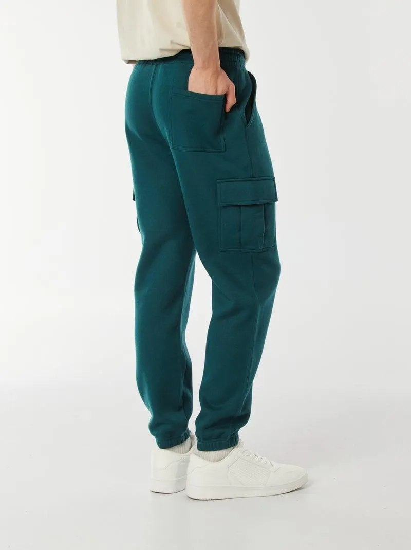 Joggers in tessuto felpato multi-tasche in tessuto felpato - Verde