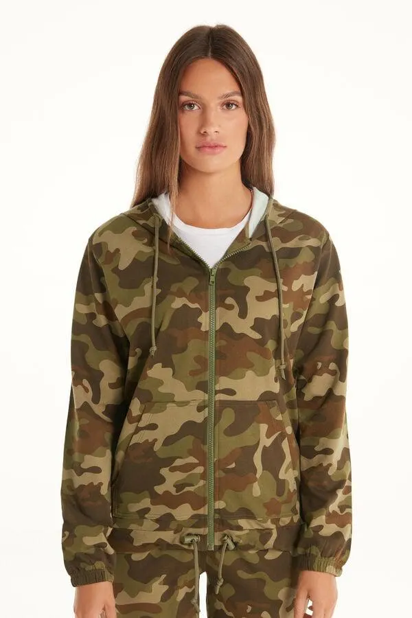 Felpa Cappuccio con Zip e Coulisse