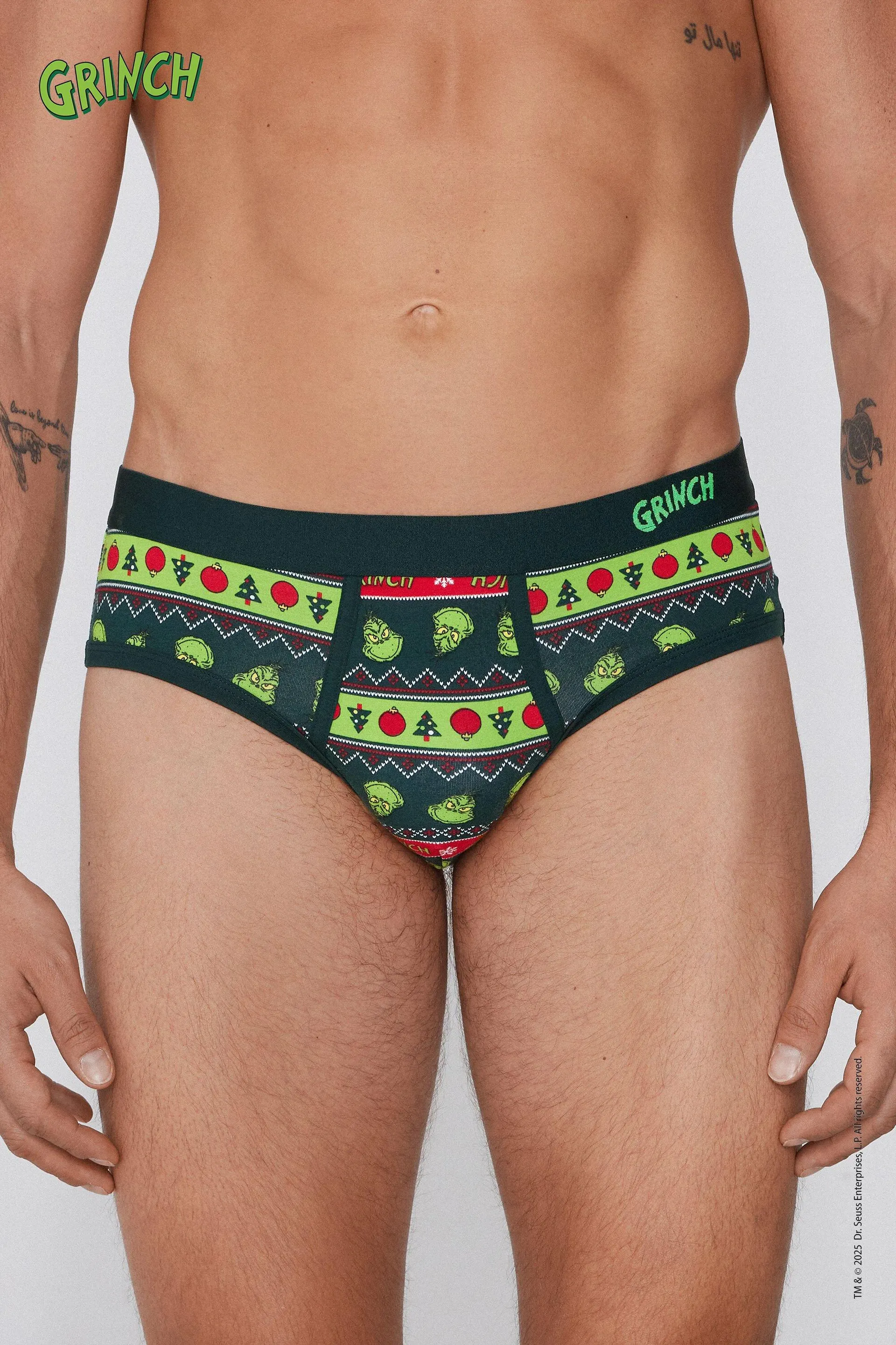 Slip in Cotone Elasticizzato Stampa Grinch