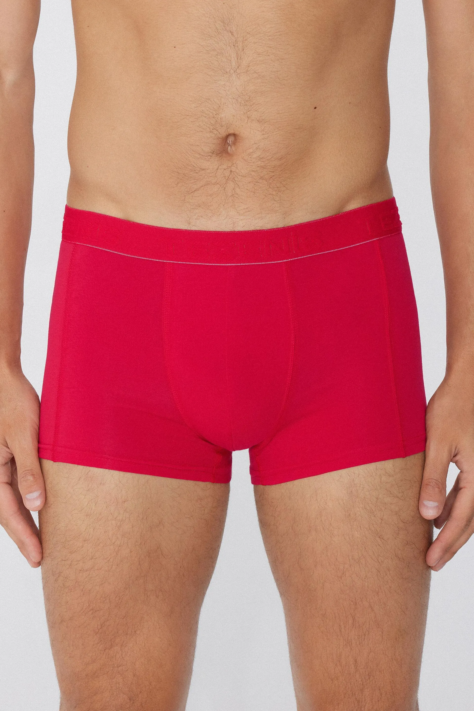 Boxer in Cotone Organico Cuciture a Contrasto con Logo