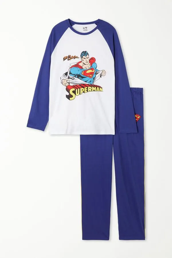 Pigiama Lungo in Cotone con Stampa Superman