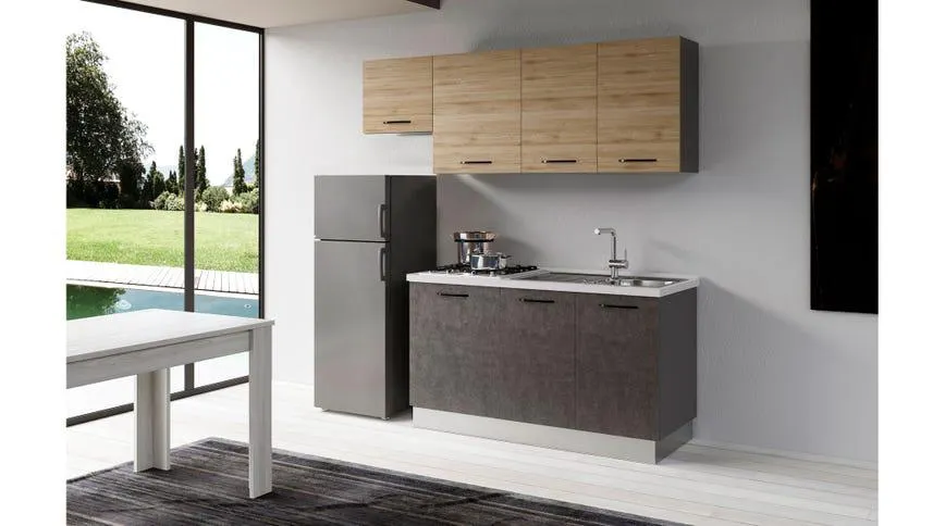 Gilda cucina 210 cm colore portland e rovere cadiz