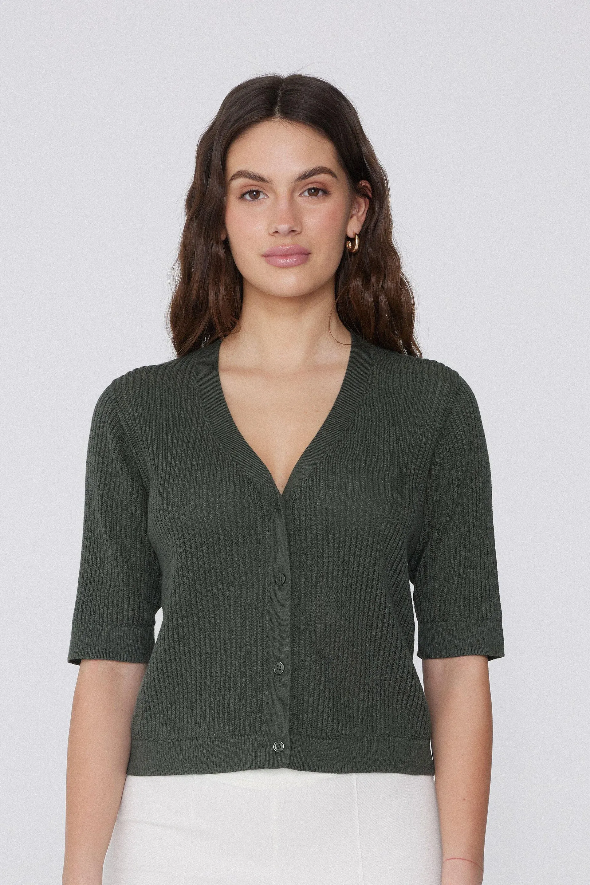 Cardigan Mezza Manica Costine Traforato