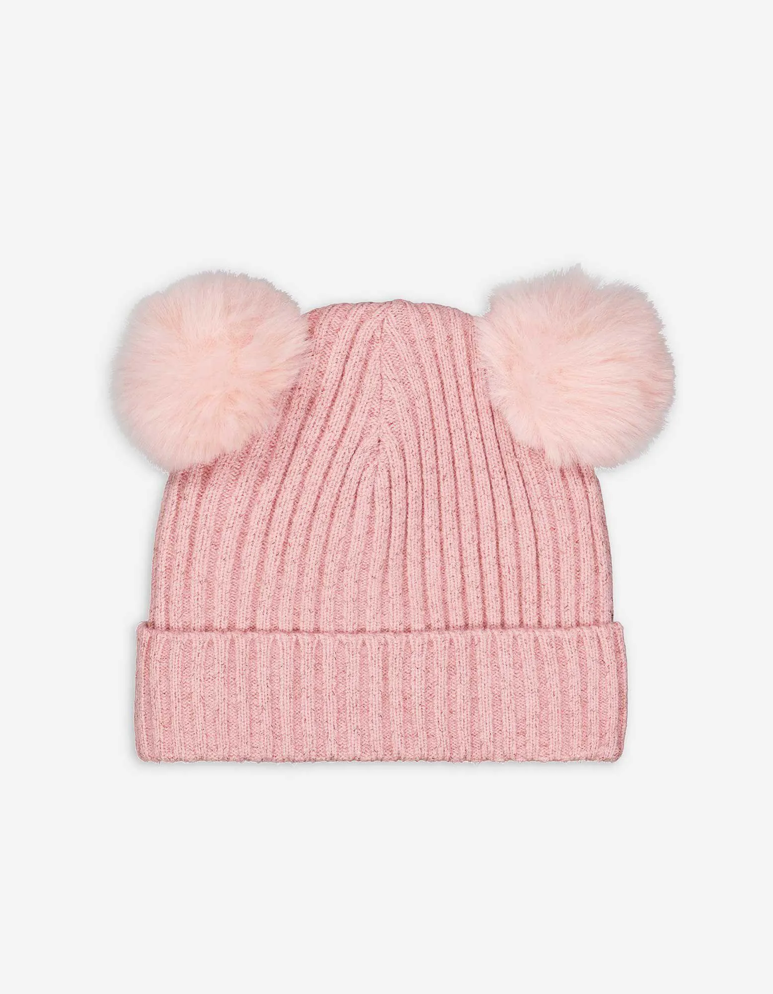 Berretto con pon-pon - Risvolto - rosa