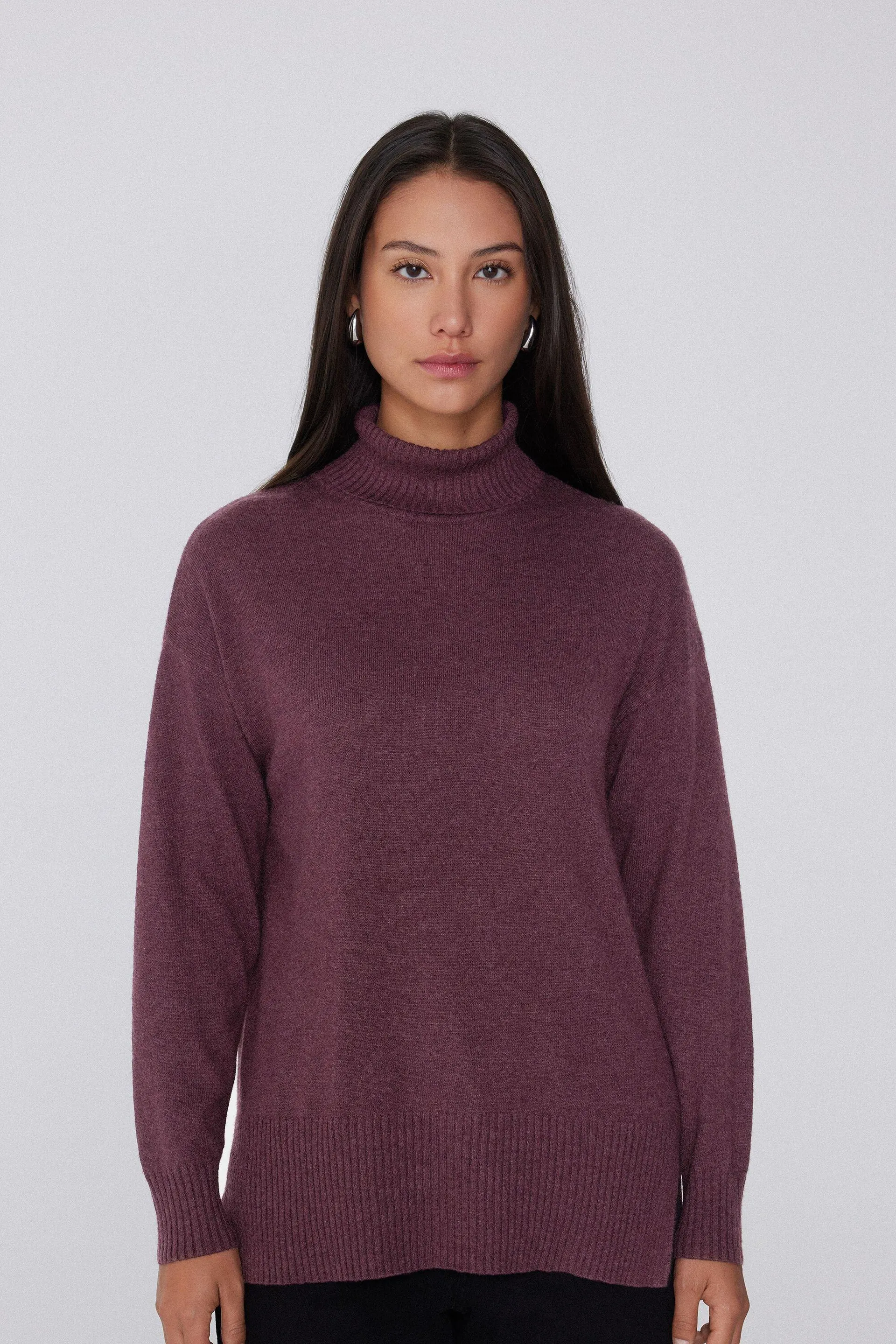 Maglia Lunga Pesante Collo Alto con Lana