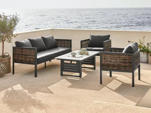 Set lounge SALTEN 5 posti asc. rap. nero