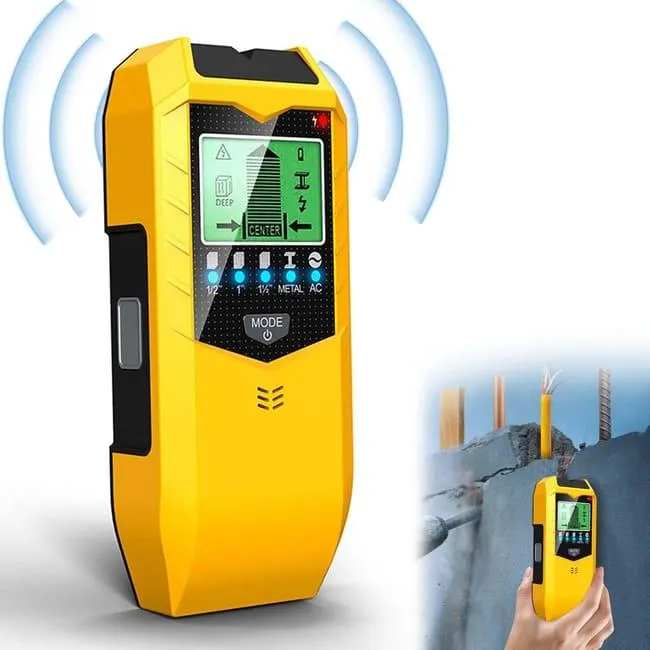 Rilevatore di cavi da parete, metal detector 5 in 1, rilevatore di montanti multifunzione con display LCD e allarme acustico (senza batteria)