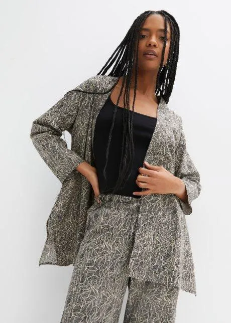 Giacca lunga in misto lino