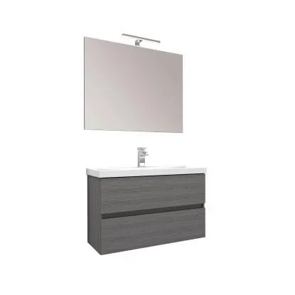 Mobile bagno base lavabo sospeso 80x39 cm grigio larice