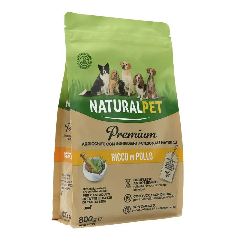 Naturalpet Premium Dog Adult Mini ricco in Pollo 800gr - Scad. Luglio 25