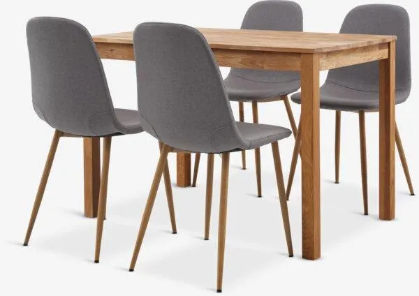 JEGERUP Tavolo L115 rovere + 4 JONSTRUP Sedie grigio/rovere