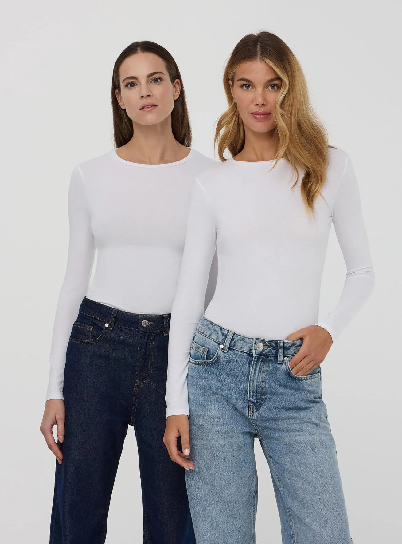 Pack 2 t-shirt basic maniche lunghe tinta unita 2x Bianco