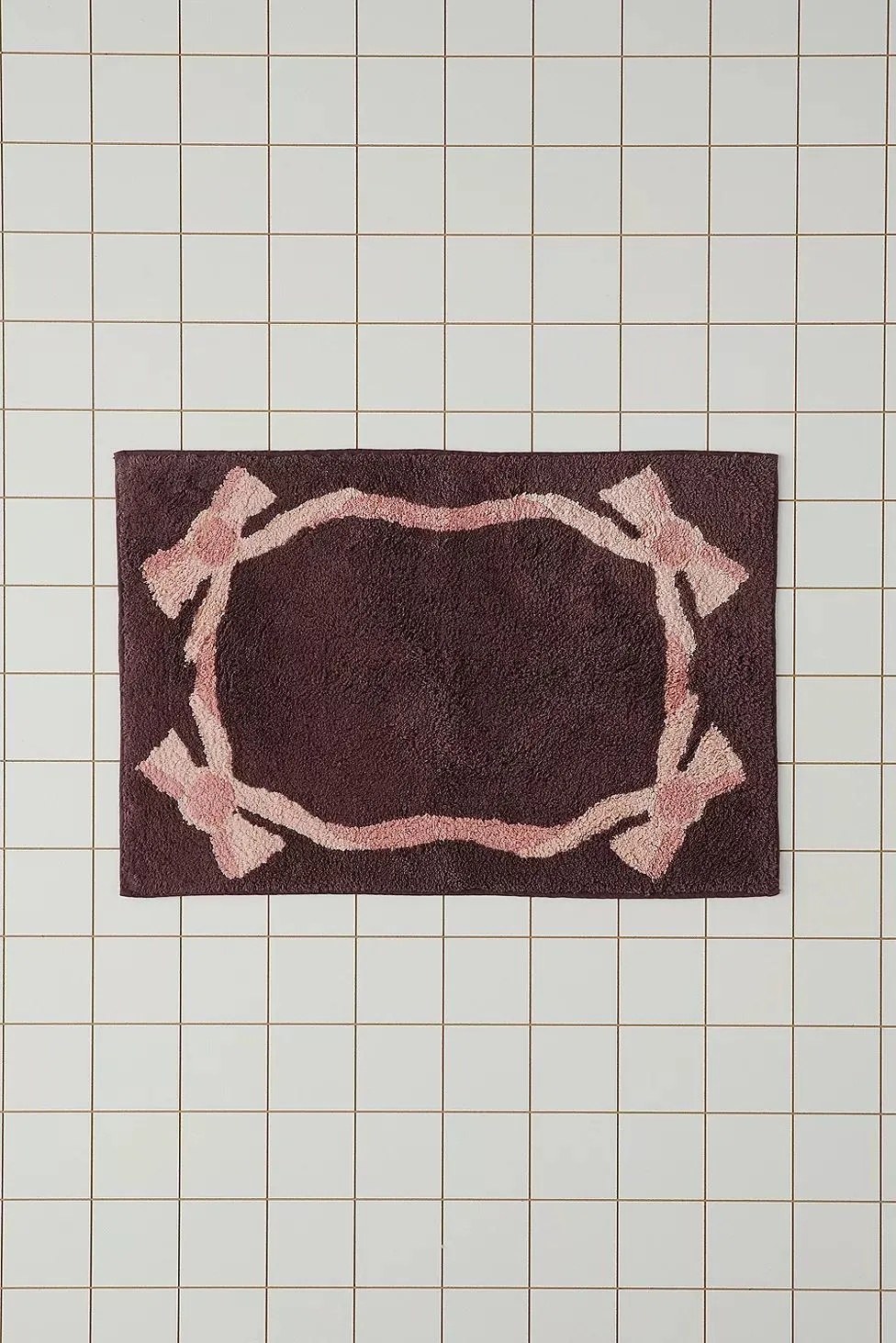 Plum Lacey Bows Bath Mat