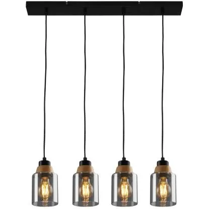 Lampada a sospensione Royk 4xE27 lampadine escluse H 65 cm nero smoke