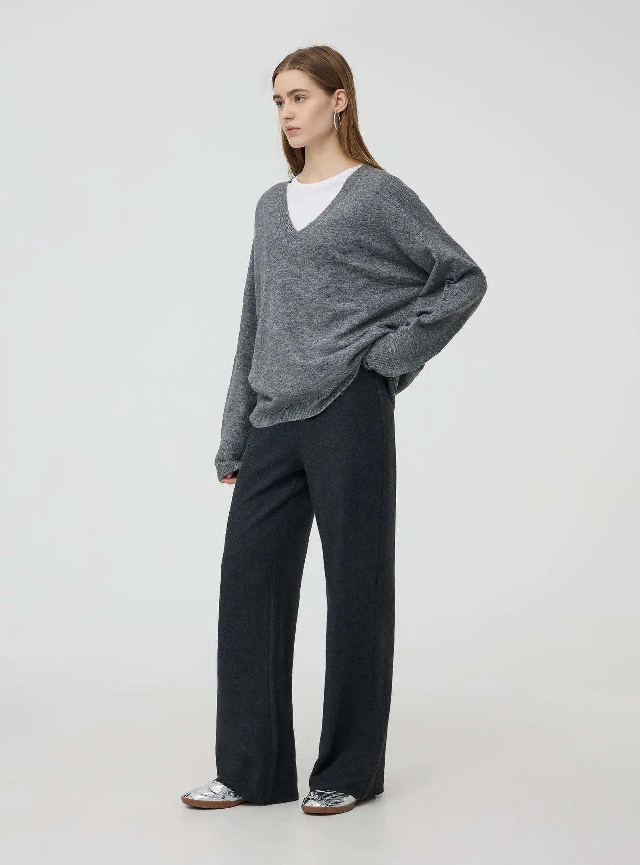 Pantaloni wide leg a maglia Nero