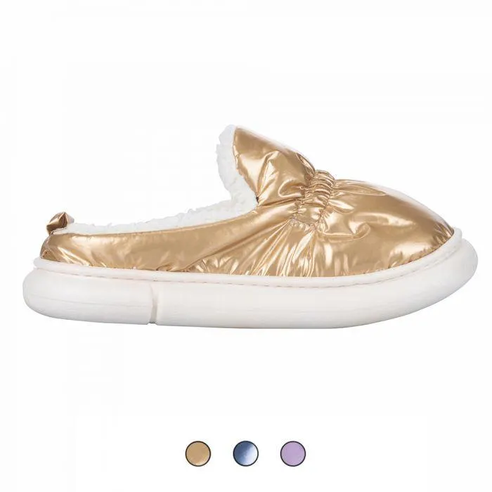 Pantofole donna, tomaia lucida, imbottitura interna in sherpa, LeFlaf