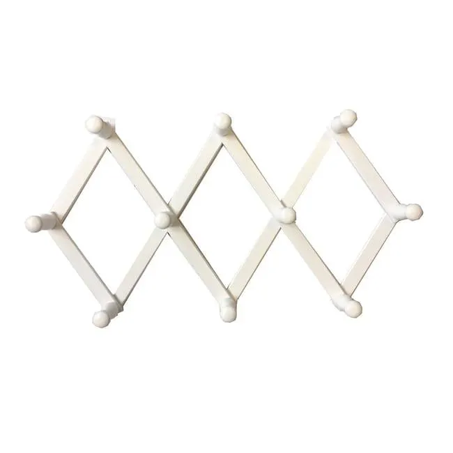 Appendiabiti da avvitare 70717 in legno bianco opaco 10 ganci L 12 x H 40 cm