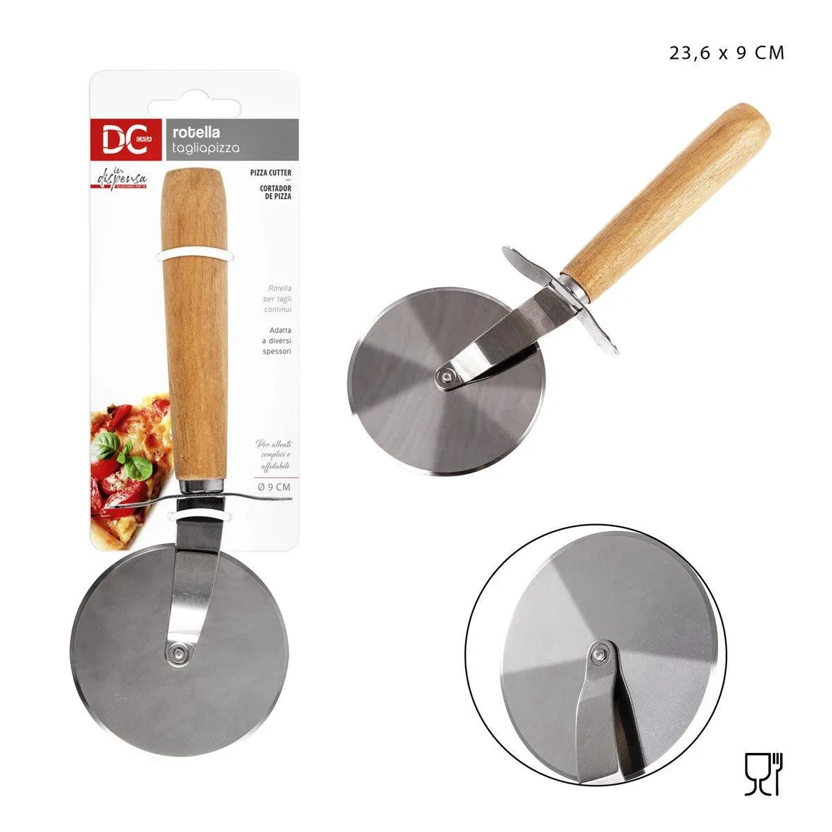 Dc - Pizza Cutter Wheel M/Wood 23.6X9Cm