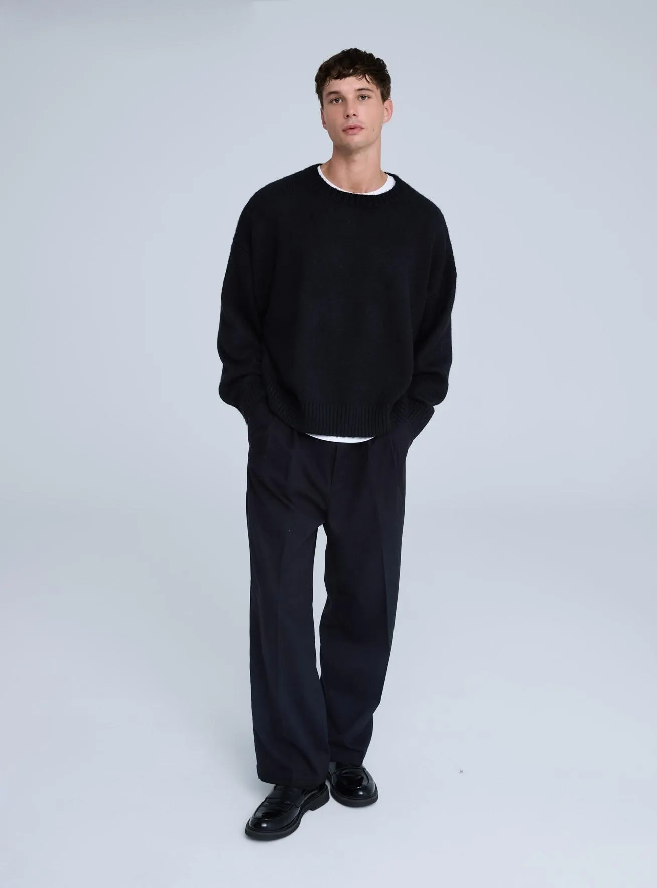 Pantaloni superbaggy tinta unita Nero