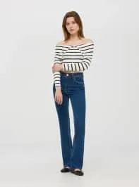 Jeans straight con spacco Blu denim medio