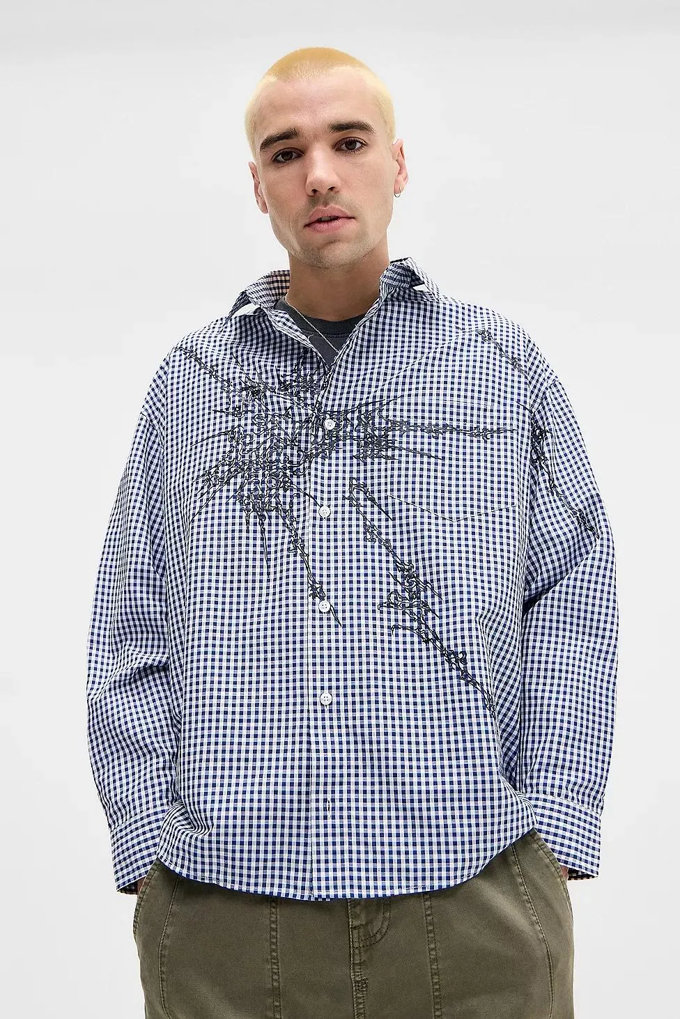 Jaded London UO Exclusive Camicia Blu a Quadri Atom