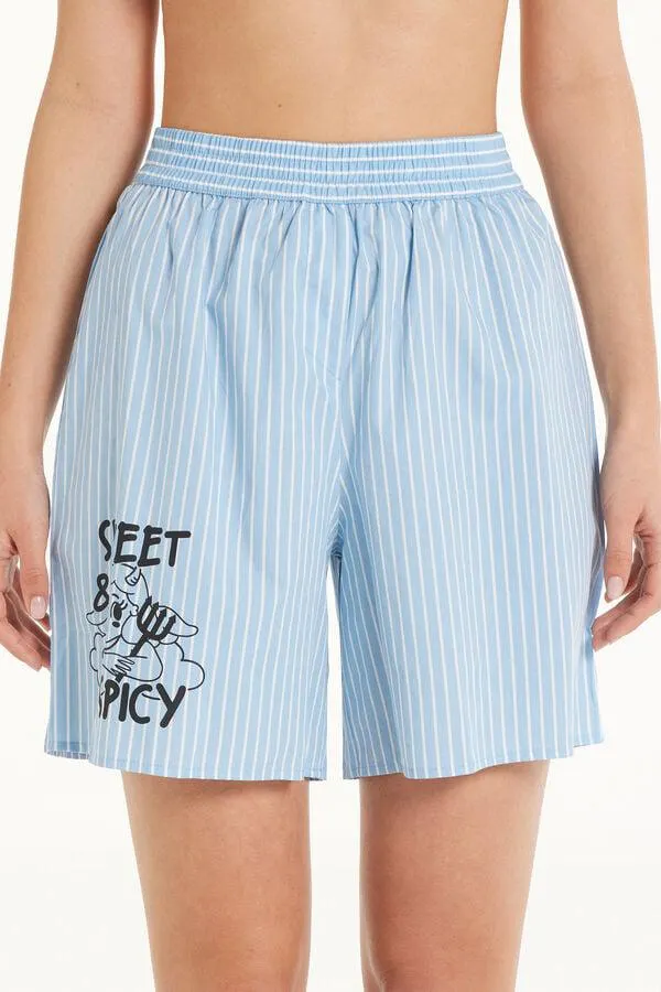 Shorts Gessato con Scritte Over