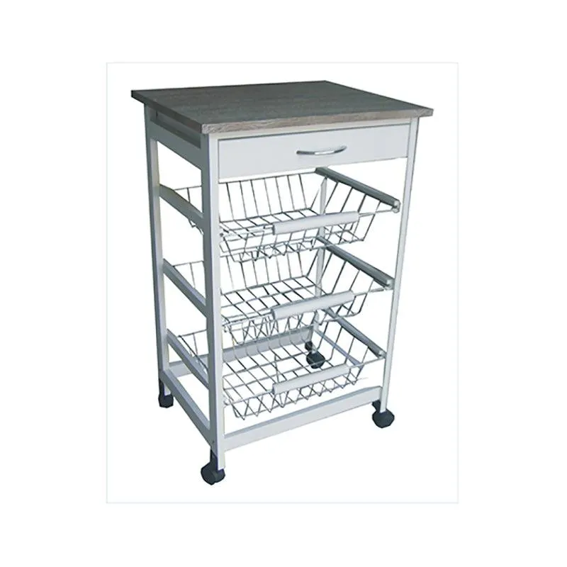 Carrello 3 Ceste Bianco Top Grigio Bellotti