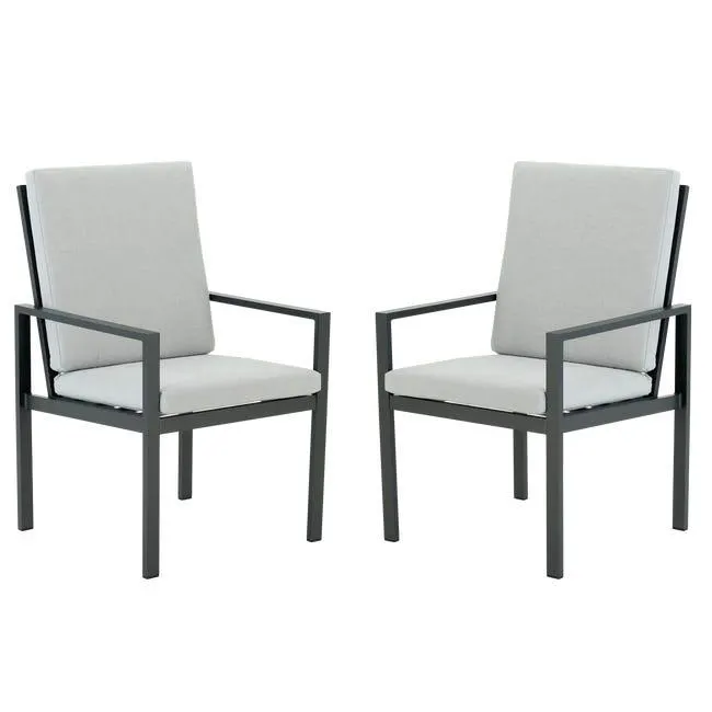 Poltrona da giardino con cuscino grigio e braccioli Athena NATERIAL, struttura in alluminio seduta in alluminio grigio, L 61 x H 98 x P 64 cm, set da 2 pezzi