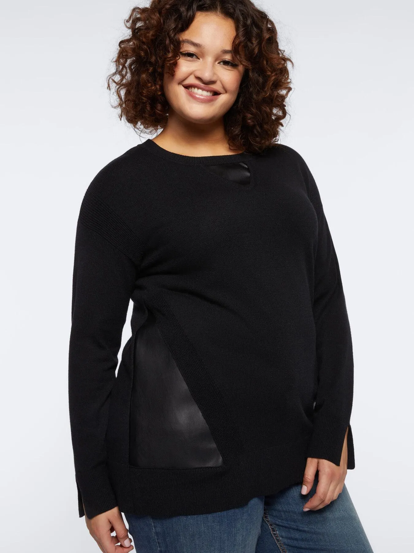 Maglia con inserti in similpelle