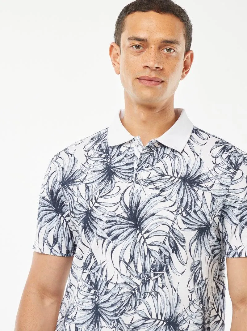 Polo in piqué di cotone con stampa - BIANCO