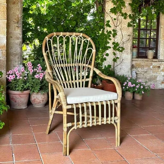 Poltrona sedia manao in vero legno di bambù con cuscino in omaggio