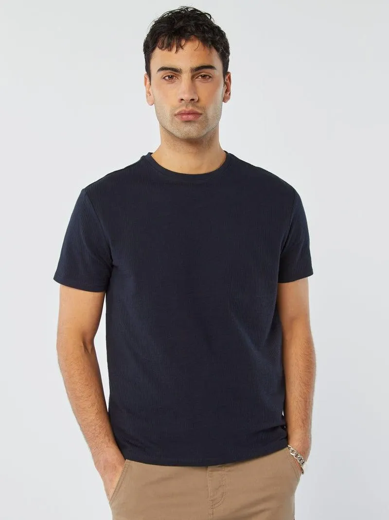 T-shirt in seersucker - blu