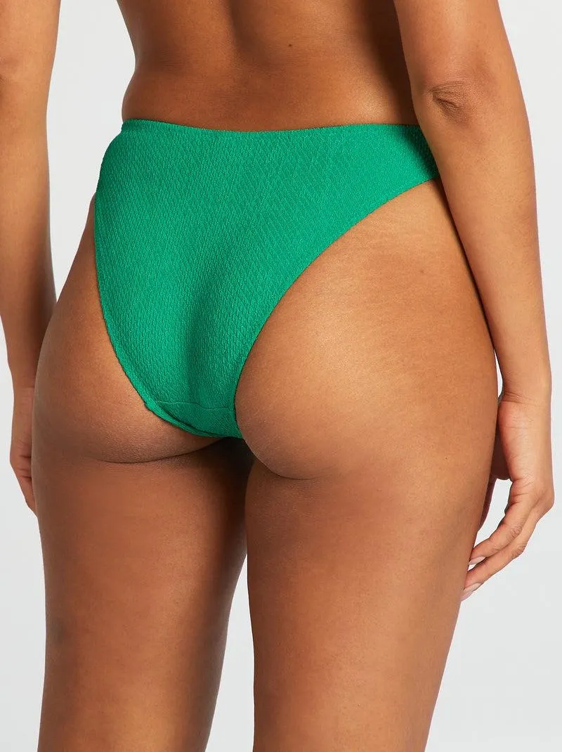 Slip bikini in maglia goffrata - VERDE