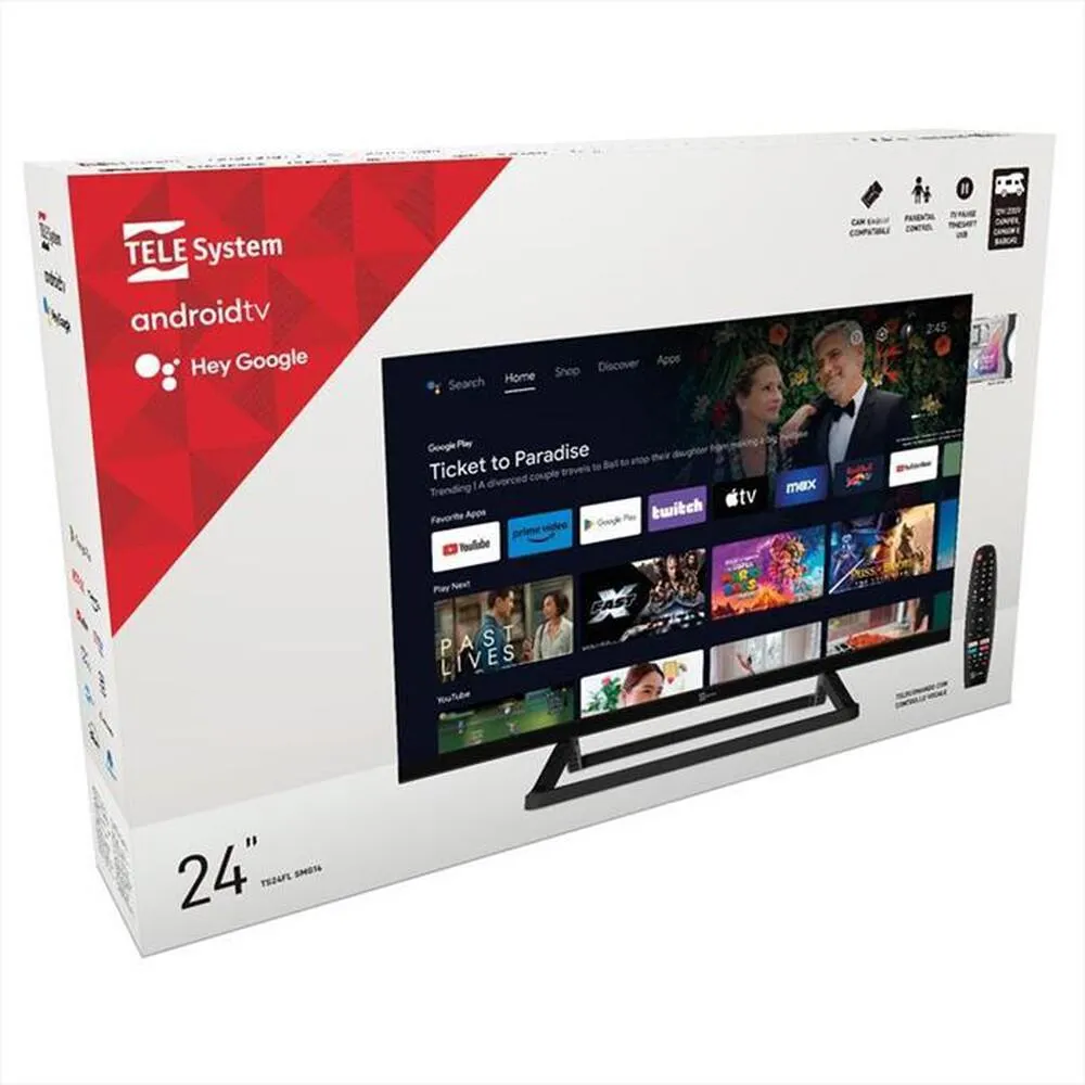 TELESYSTEM - Smart TV LED HD READY 24" SMG14 12V ANDROIDTV-BLACK