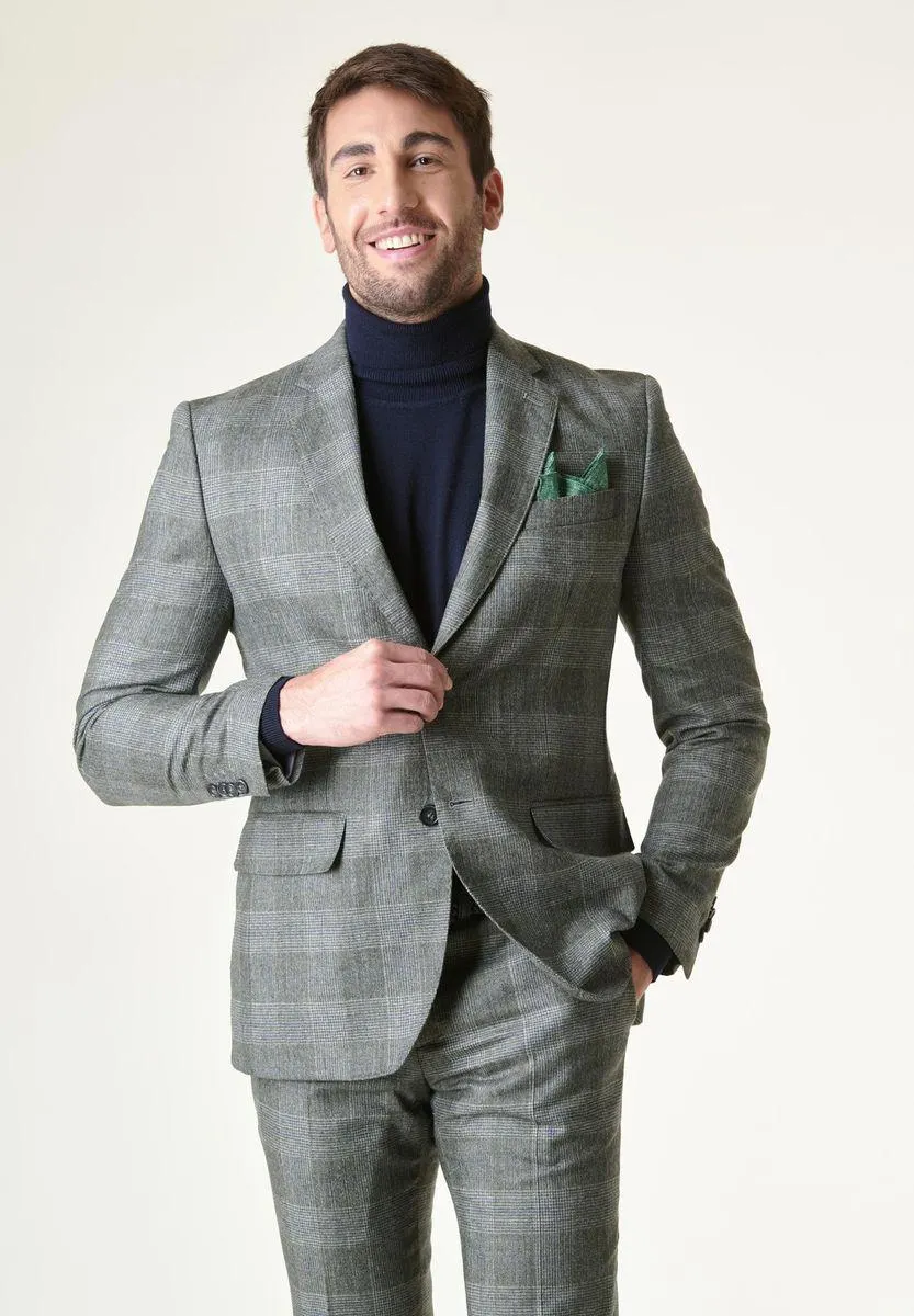 Giacca verde-grigio Galles Flanella stretch custom