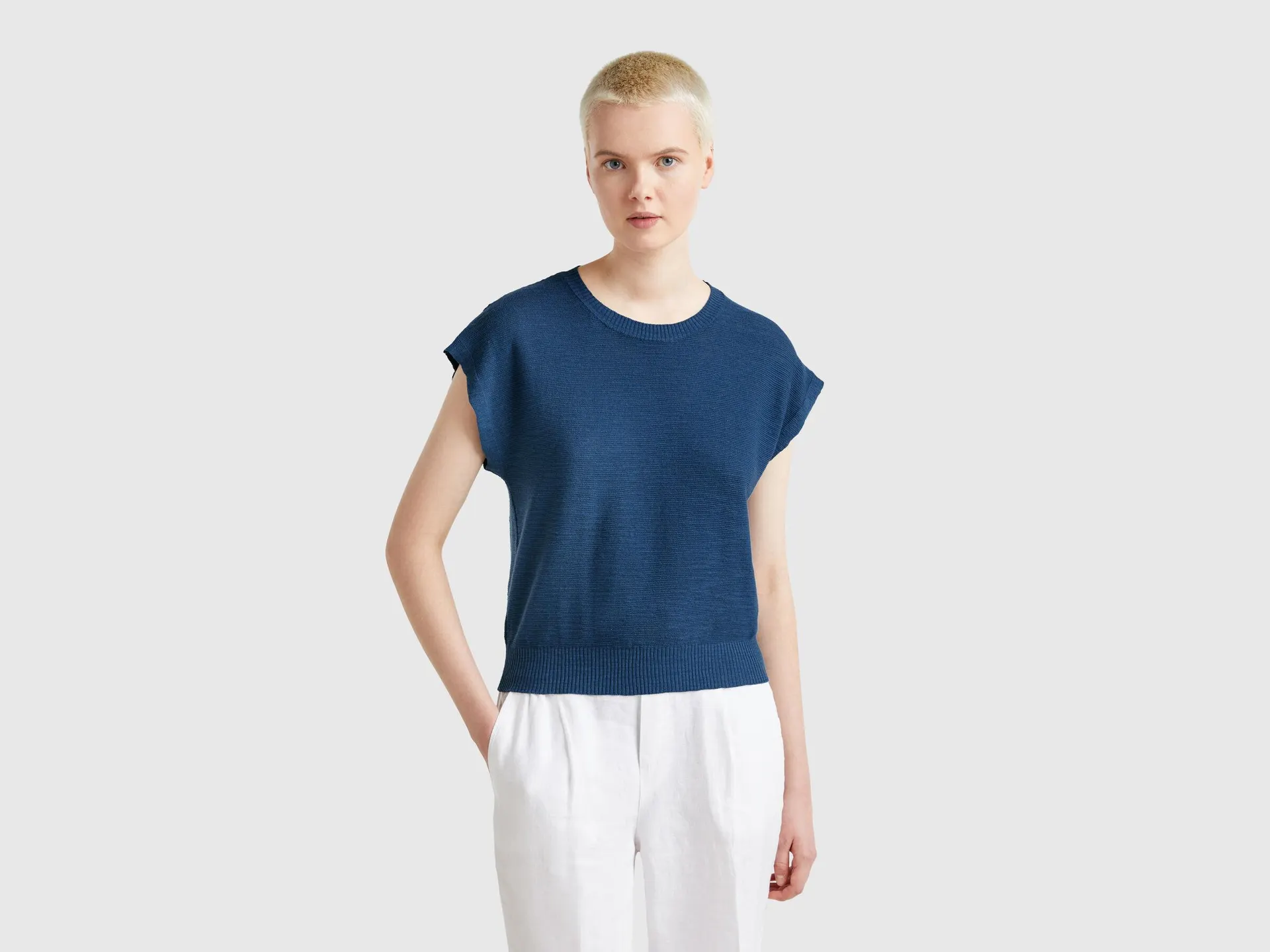 Gilet in misto cotone e lino