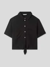 Camicia crop con nodo Nero